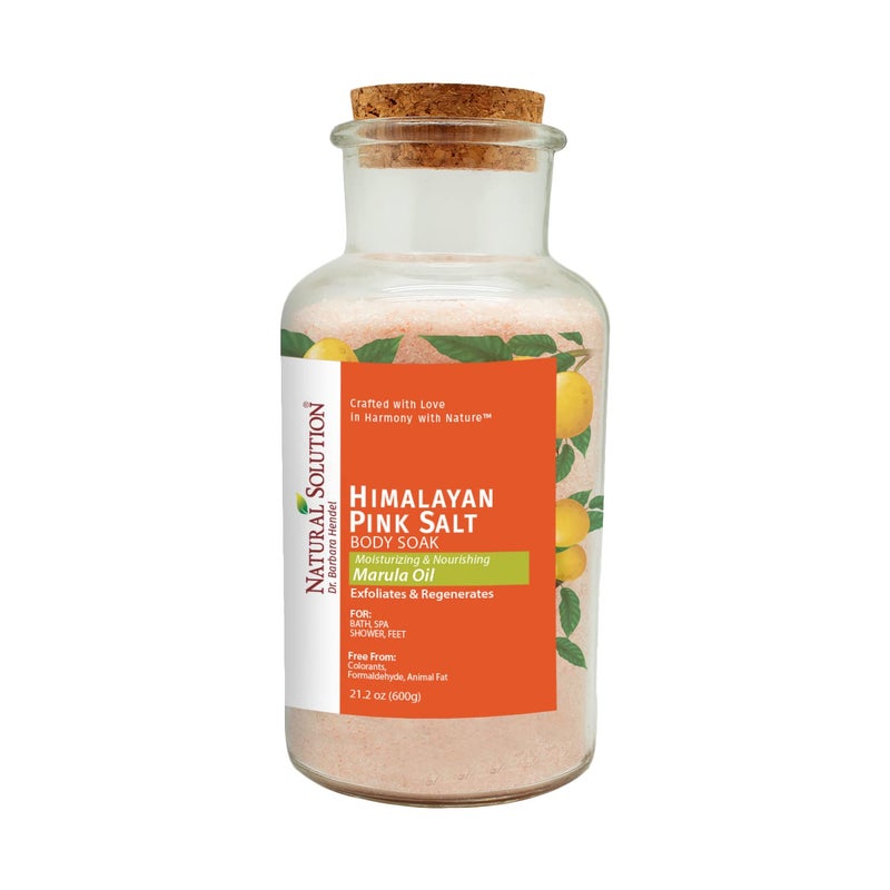 Natural Solution محلول طبيعي من ملح الهيمالايا الوردي لنقع الجسم، جرة من الفلين مليئة ببلورات مشبعة بزيوت المارولا، الأفضل للاسترخاء العضلي، نقع القدمين - 21.2 أونصة - Image 1